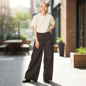 Bardot Women's Cargo Wide Leg Pants Brown‎ Size 10 NWT